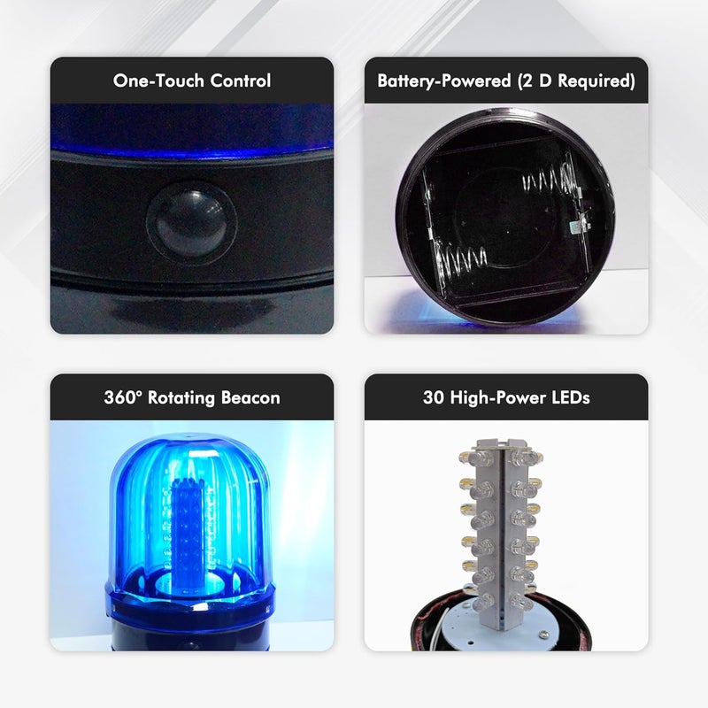 ELLUMIN 6" Blue Rotating Flashing Beacon Light, LED Strobe Rotating Light with Magnetic Base for Vehicle Forklift Truck Tractor Golf Carts UTV Car Bus and Club Party Show Bar(Blue, 1 Pack - Image 3